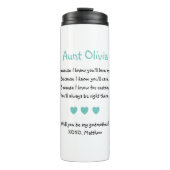 Schattige wil je mijn peetmoeder turquoise harten  thermosbeker (Voorkant)