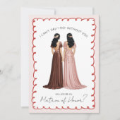 Schattige "Wil jij mijn matron van eer zijn?" Cher Kaart (Voorkant)