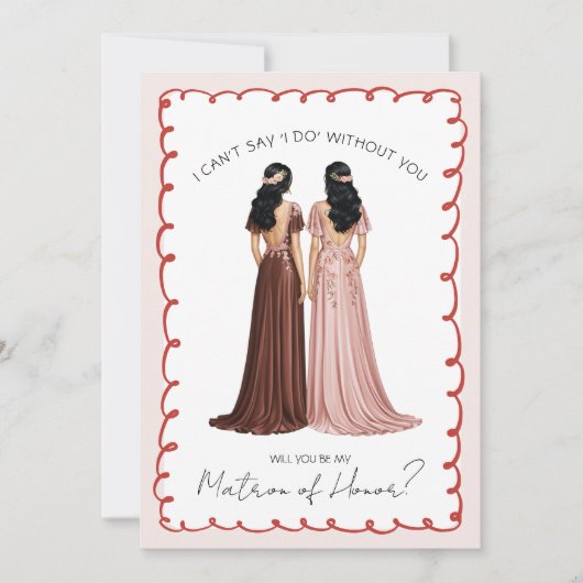 Schattige "Wil jij mijn matron van eer zijn?" Cher Kaart (Voorkant)