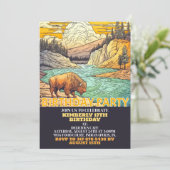 Schattige Wild Buffalo Verjaardagsfeestuitnodiging Kaart (Staand voorkant)