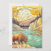 Schattige Wild Buffalo Verjaardagsfeestuitnodiging Kaart (Achterkant)