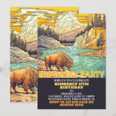 Schattige Wild Buffalo Verjaardagsfeestuitnodiging Kaart (Voorkant / Achterkant)