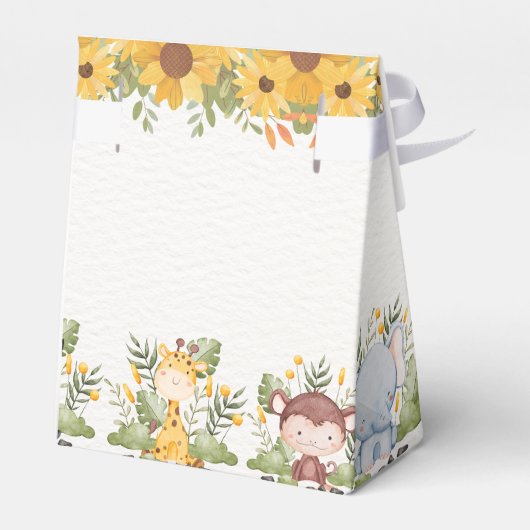 Schattige wild dier in oerwoud verjaardagsfeestje bedankdoosjes (Achterkant)