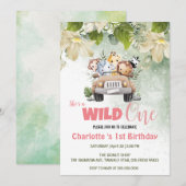 Schattige Wild Een safari baby dier 1e Verjaardag Kaart (Voorkant / Achterkant)