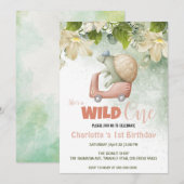 Schattige Wild Een schildpad dierenfiets 1e Verjaa Kaart (Voorkant / Achterkant)