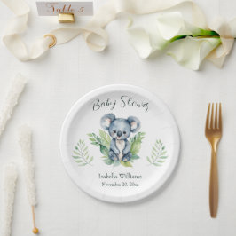 Schattige Wild Koala Genderneutraal Baby shower Papieren Bordje