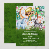 Schattige Wild One Eerste Verjaardagssafari Kaart (Voorkant / Achterkant)