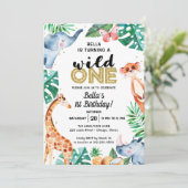 Schattige Wild One Eerste Verjaardagsuitnodiging Kaart (Staand voorkant)