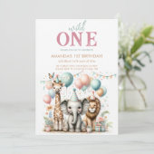 Schattige Wild One Girl verjaardagsuitnodiging Kaart (Staand voorkant)