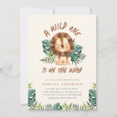 Schattige Wild One Lion Oerwoud Safari Boy Baby sh Kaart (Voorkant)