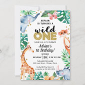 Schattige Wild One Oerwoud verjaardagsuitnodiging Kaart (Voorkant)