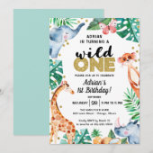 Schattige Wild One Oerwoud verjaardagsuitnodiging Kaart (Voorkant / Achterkant)