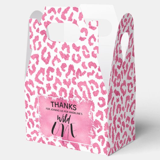 Schattige Wild One Roze Leopard Bedankdoosjes (Geopend)
