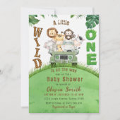 Schattige Wild One Safari Animals Oerwoud Baby sho Kaart (Voorkant)