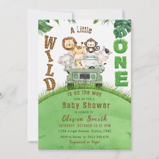 Schattige Wild One Safari Animals Oerwoud Baby sho Kaart (Voorkant)