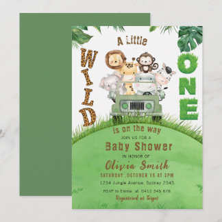 Schattige Wild One Safari Animals Oerwoud Baby sho Kaart