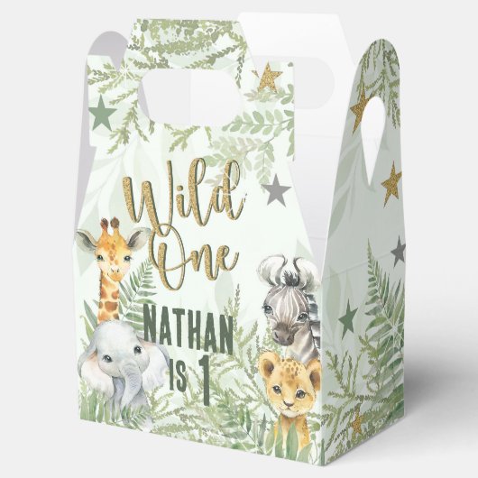 Schattige Wild One Safari Animals Party Boxes Bedankdoosjes (Geopend)
