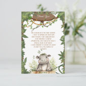 Schattige Wild One Safari Baby Hippopotamus Baby s Bedankkaart (Staand voorkant)