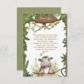 Schattige Wild One Safari Baby Hippopotamus Baby s Bedankkaart (Voorkant / Achterkant)