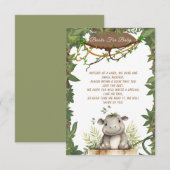 Schattige Wild One Safari Baby Hippopotamus Baby s Informatiekaartje (Voorkant / Achterkant)