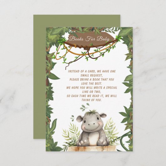 Schattige Wild One Safari Baby Hippopotamus Baby s Informatiekaartje (Voorkant / Achterkant)