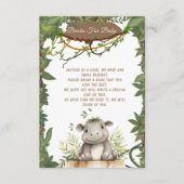 Schattige Wild One Safari Baby Hippopotamus Baby s Informatiekaartje (Voorkant)