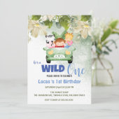 Schattige Wild One Safari Dierenliefde Auto 1e Ver Kaart (Staand voorkant)