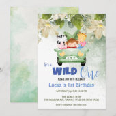 Schattige Wild One Safari Dierenliefde Auto 1e Ver Kaart (Voorkant / Achterkant)