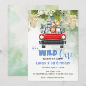 Schattige Wild One Safari Dierenliefde Auto 1e Ver Kaart (Voorkant / Achterkant)