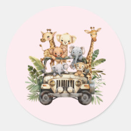 Schattige Wild One Safari Oerwoud Animals Blush Pi Ronde Sticker