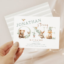 Schattige Wild One Woodland Animals 1st Birthday B