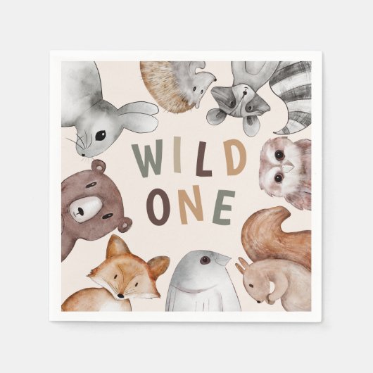 Schattige Wild One Woodland Animals Party Servet (Voorkant)