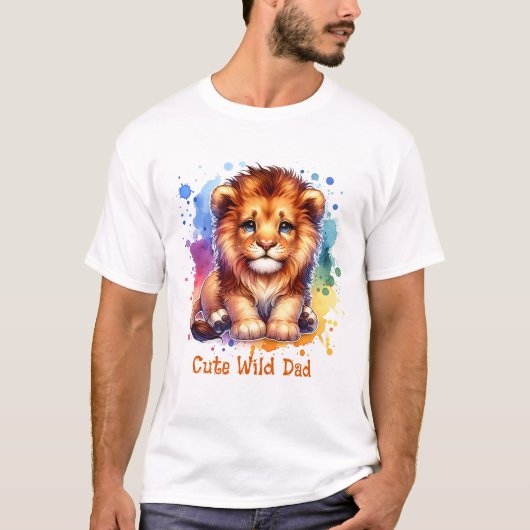 Schattige Wild Pap waterverf Leeuw gepersonaliseer T-shirt (Voorkant)
