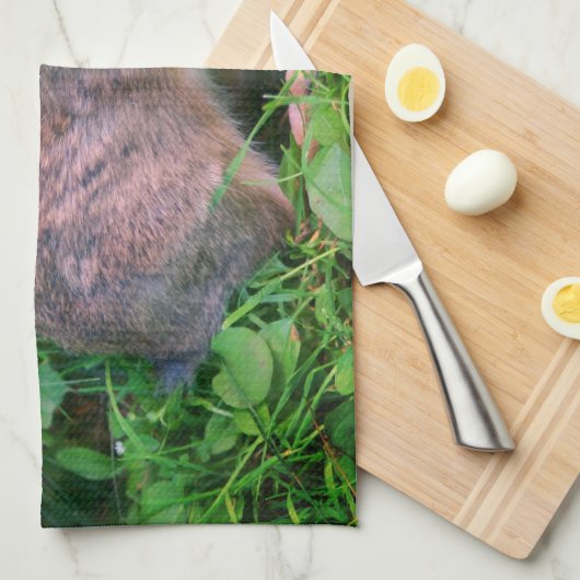 Schattige Wilde Bruine Konijn Natuur  Theedoek (Quarter Fold)