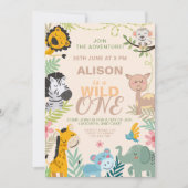 Schattige wilde dieren Oerwoud, 1e verjaardag Kaart (Voorkant)