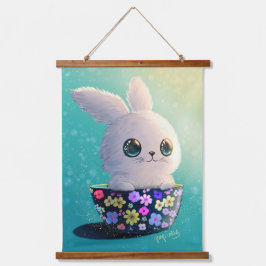 Schattige Wilde Dieren van de Lente Bewaker: Konij Hangend Wandkleed