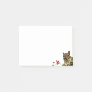 Schattige wilde eekhoorn op wit post-it® notes