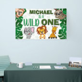 Schattige Wilde Eén Jungle Safari Dieren Eerste Ve Spandoek (Beurs)