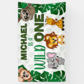 Schattige Wilde Eén Jungle Safari Dieren Eerste Ve Spandoek (Verticaal)