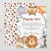 Schattige Wilde Eén Safari Dieren Bedankt Uitnodig Kaart (Voorkant / Achterkant)