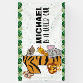 Schattige Wilde Eén Safari Jungle Dieren 1e Verjaa Spandoek (Verticaal)