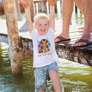 Schattige Wilde kind waterverf Leeuw gepersonalise T-shirt
