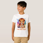 Schattige Wilde kind waterverf Leeuw gepersonalise T-shirt (Voorkant volledig)