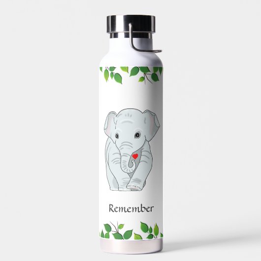 Schattige wilde olifant op witte waterfles (Links)