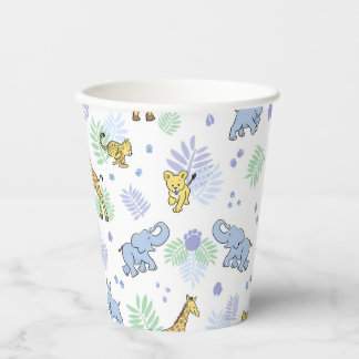Schattige Wilde Safari Dieren Baby Shower Wit Papieren Bekers