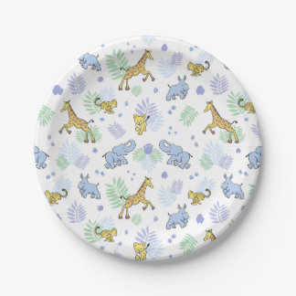 Schattige Wilde Safari Dieren Baby Shower Wit Papieren Bordje