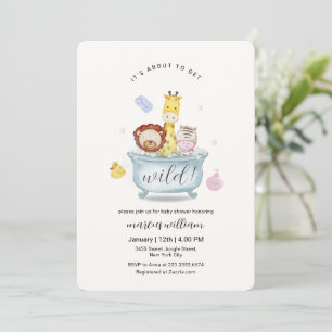 Schattige Wilde Safari Dieren Badkuip Baby Shower Kaart