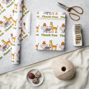 Schattige Wilde Safari Dieren Jungle Bedankt Cadeaupapier