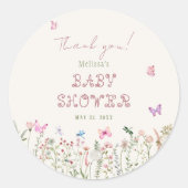 Schattige Wildflower Baby Meisje Baby shower Ronde Sticker (Voorkant)