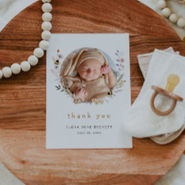 Schattige Wildflower en Bijen Foto Baby shower Bedankkaart
